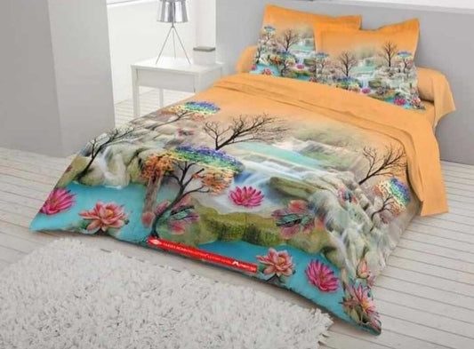 Luxury 3D Design Cotton King Size Bedsheet