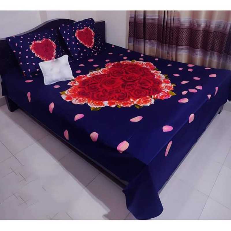 Luxury 3D love Design Cotton King Size Bedsheet