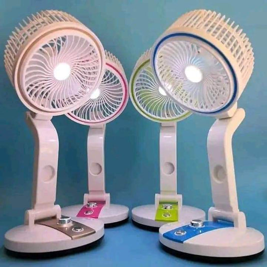 LR Rechargeable Folding Table Fan with Light .